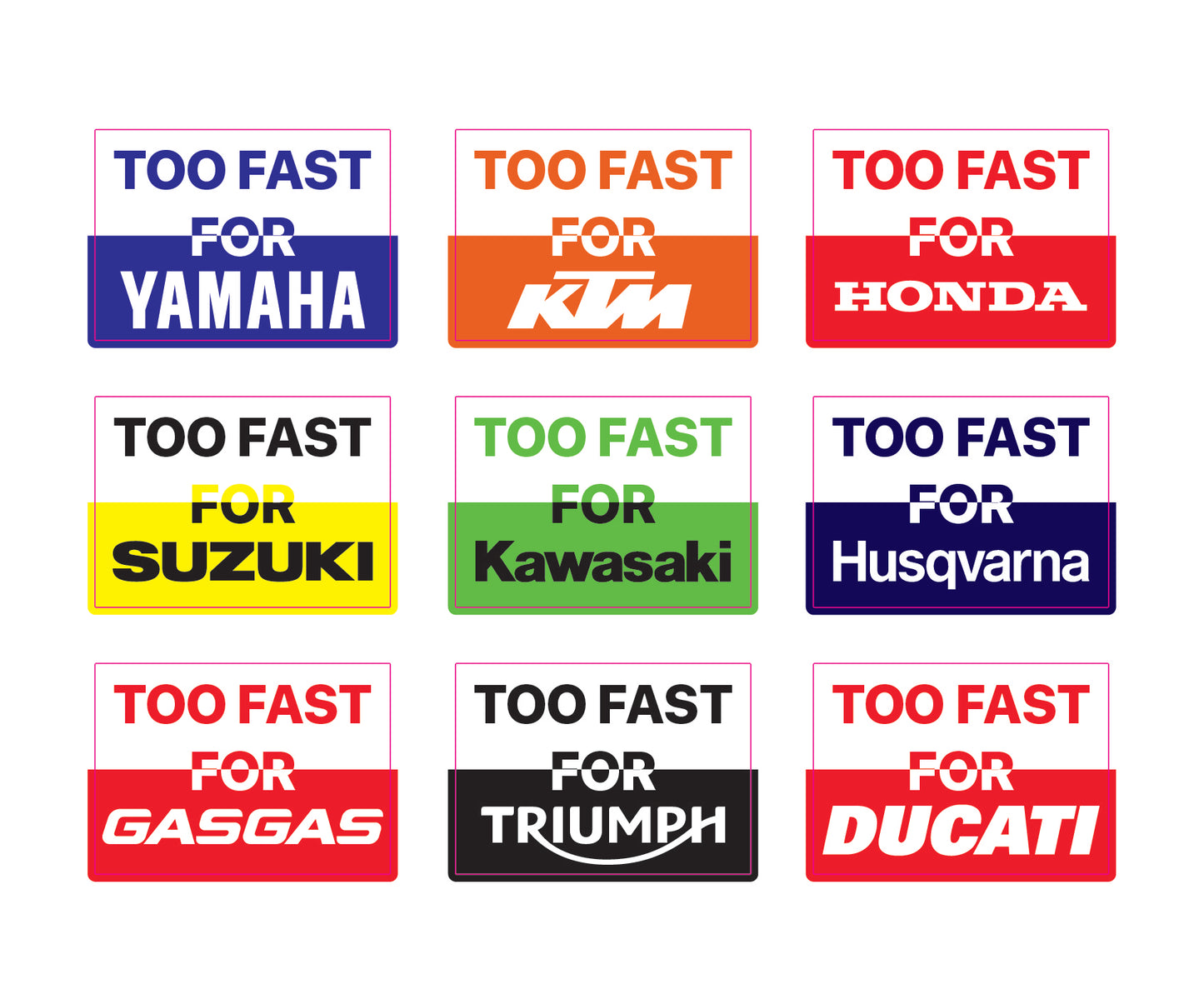 Adesivi Too Fast For Moto (2pz)