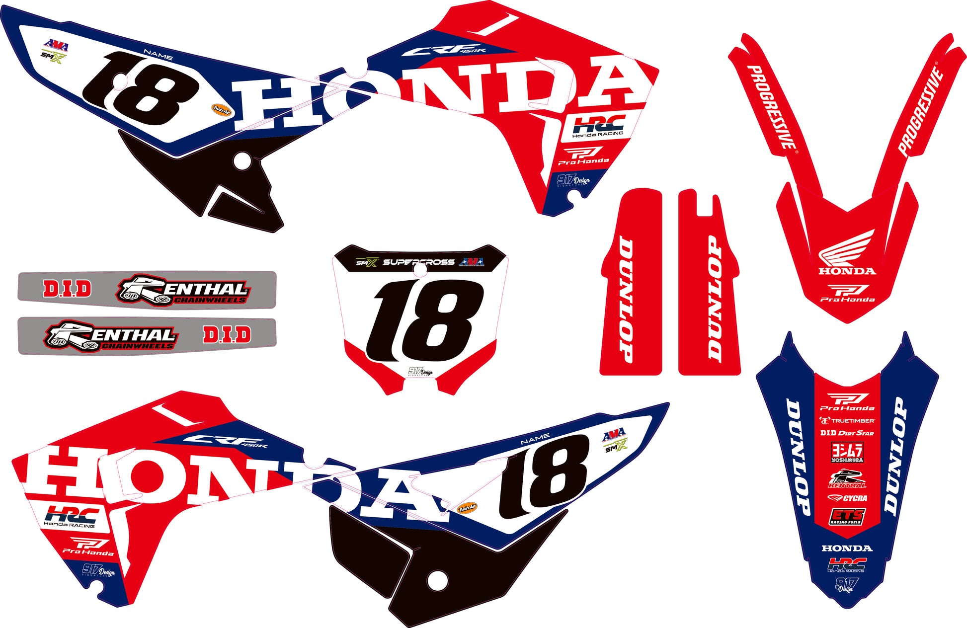 Kit graphics Honda cry 2027 replica super cross usa