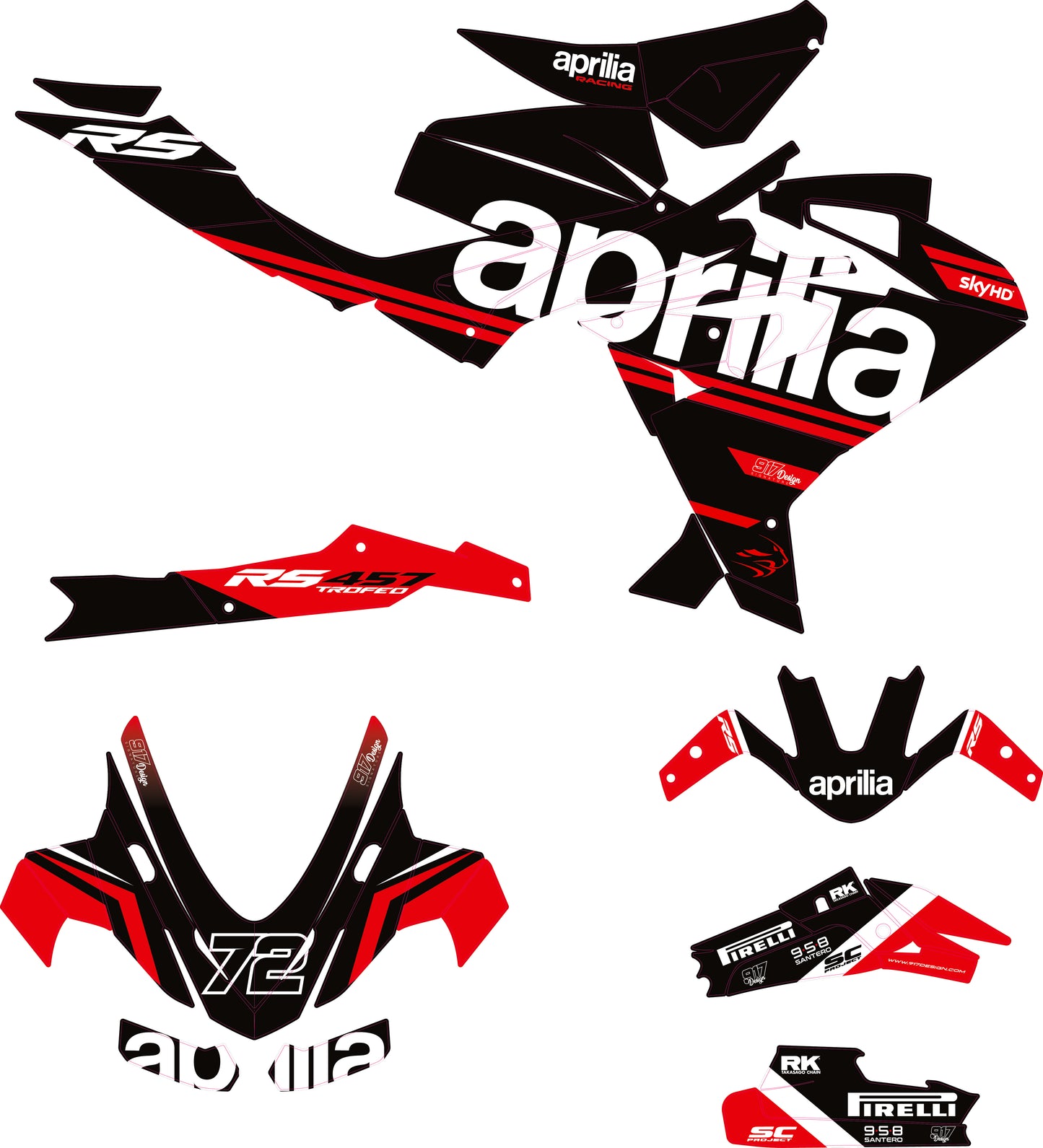 Grafiche adesive Aprilia rs 457 2023-2026