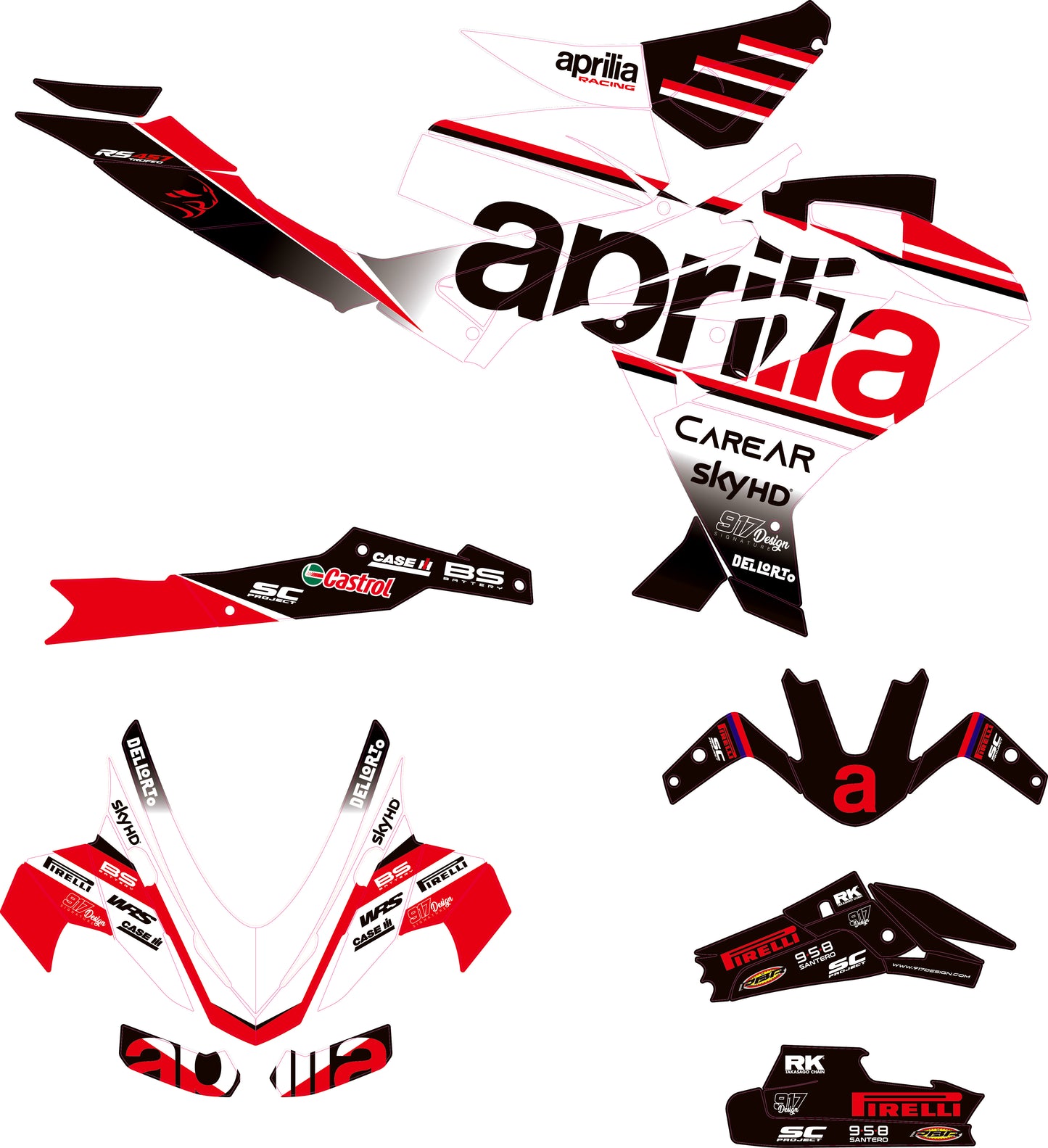 Kit grafiche Aprilia rs457 replica Motogp bianche white