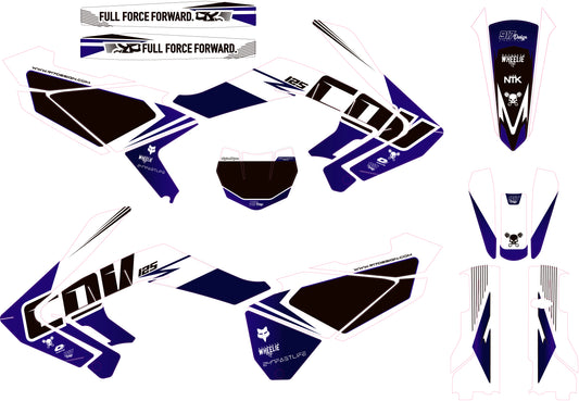 kit adesivi 100% personalizzati qj Motor motard 125 cov blu