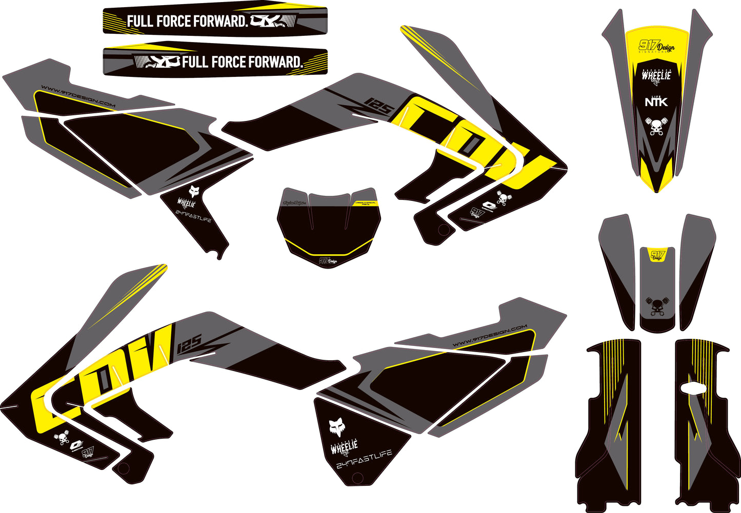 kit grafiche qj cov 125 yellow grey 