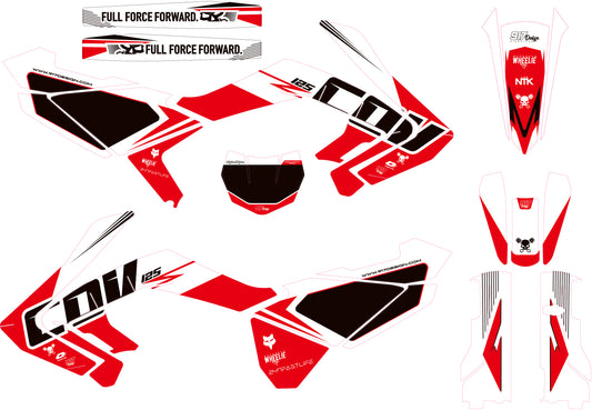 Kit grafiche force red white qj motor 125 cov 