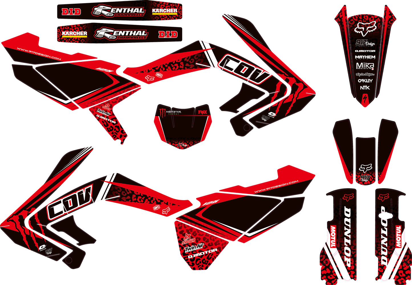 Graphics kit qj motor cov 125 red black 100% custom