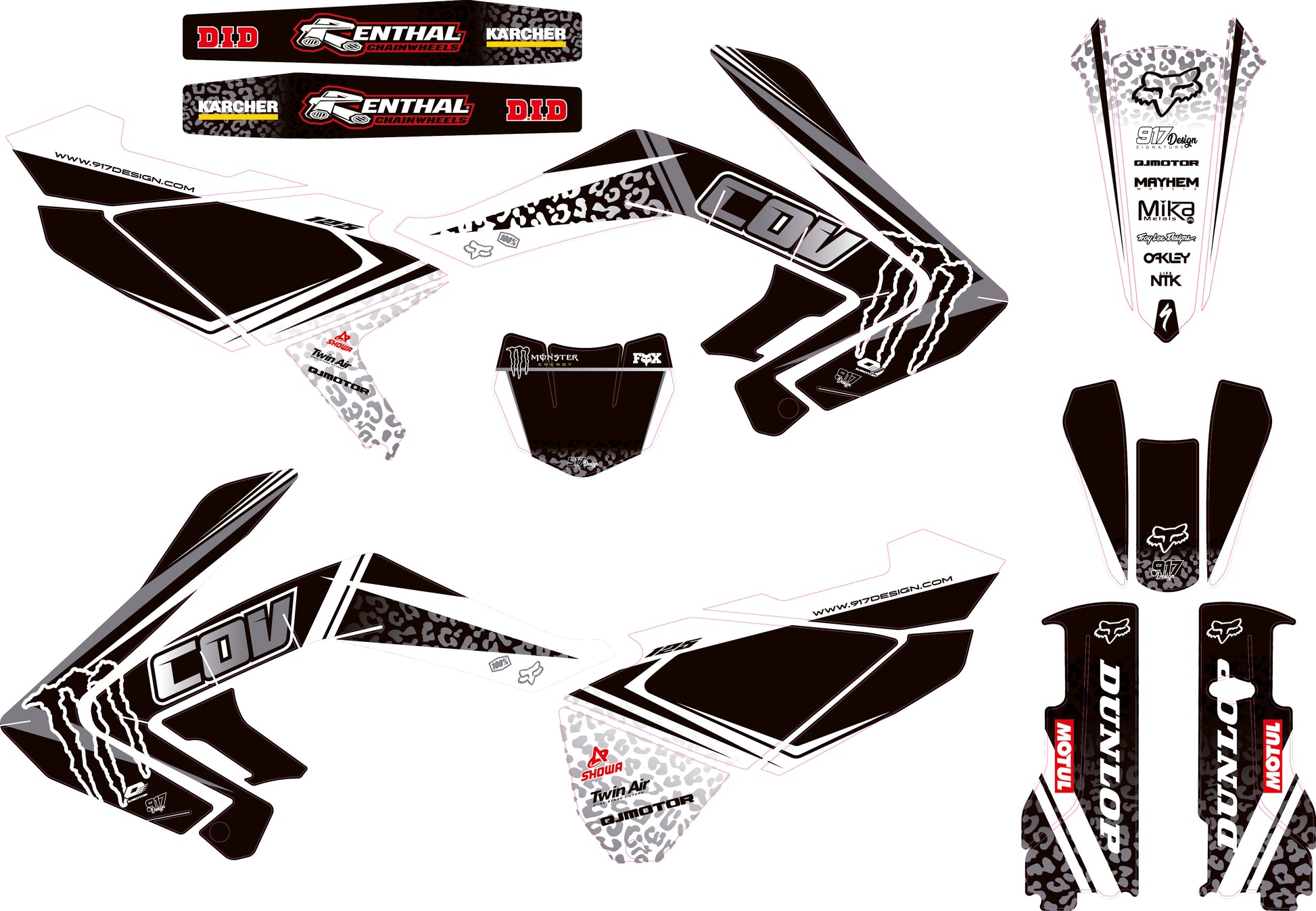 Kit grafiche qj cov 125 bianche white leopard