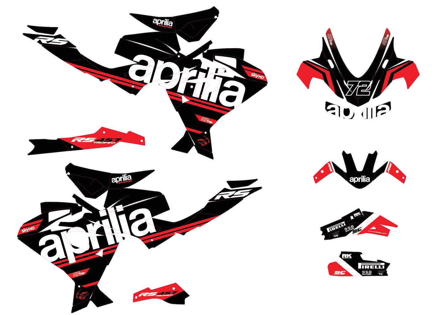 kit adesivo grafiche aprilia rs 457 trofeo red