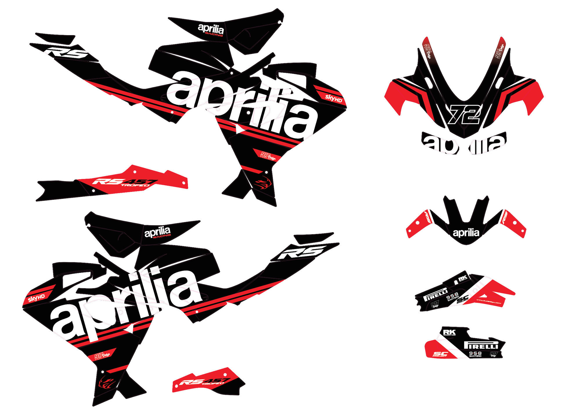 kit adesivo grafiche aprilia rs 457 trofeo red