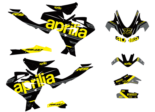 Adesivi Aprilia rs457 gialle grigie nere 
