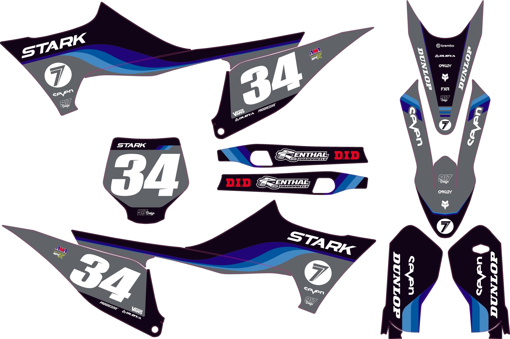 Kit adesivi STARK VARG grigie seven sea grey factory