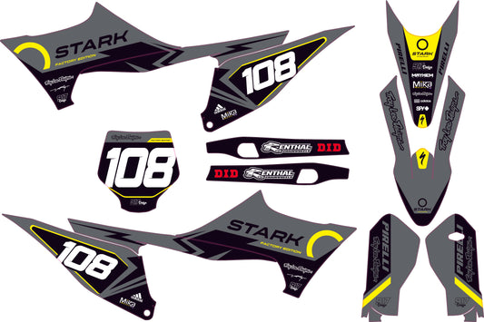 Kit adesivi STARK VARG grigie gialle fluorescenti troy lee design storm grey factory