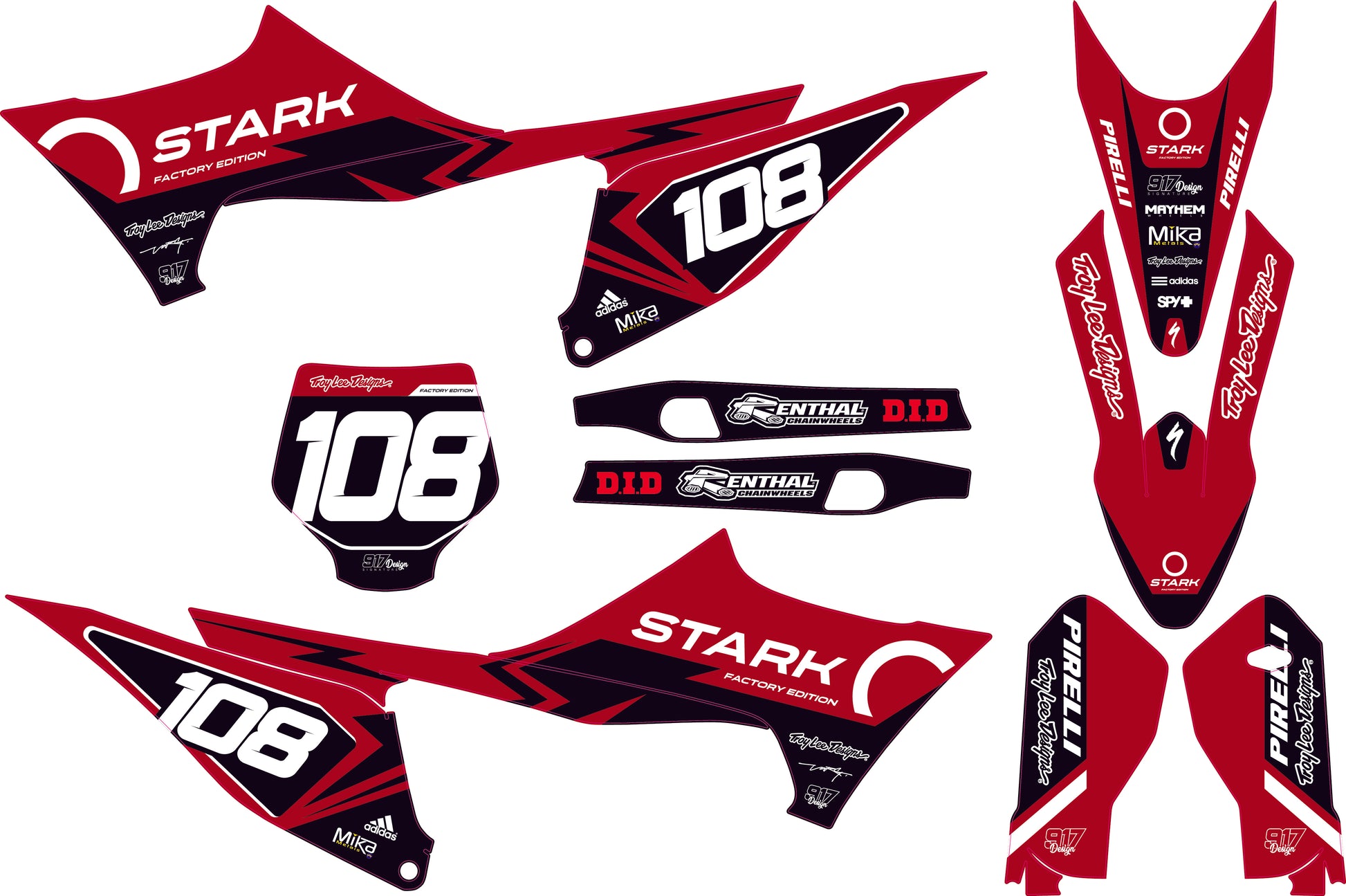 Kit adesivi STARK VARG rosse troy lee design storm red factory