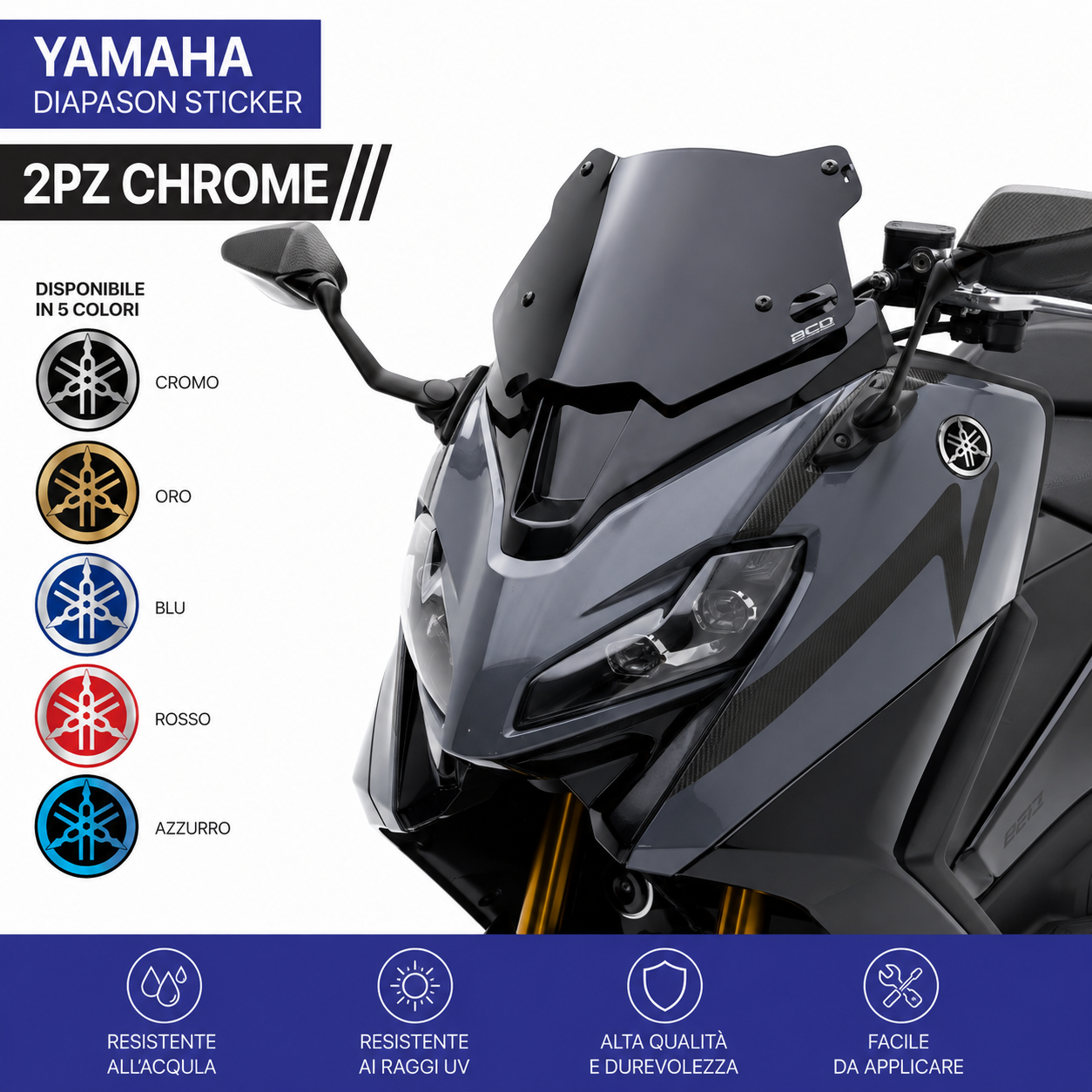 Diapason Yamaha logo chrome stickers
